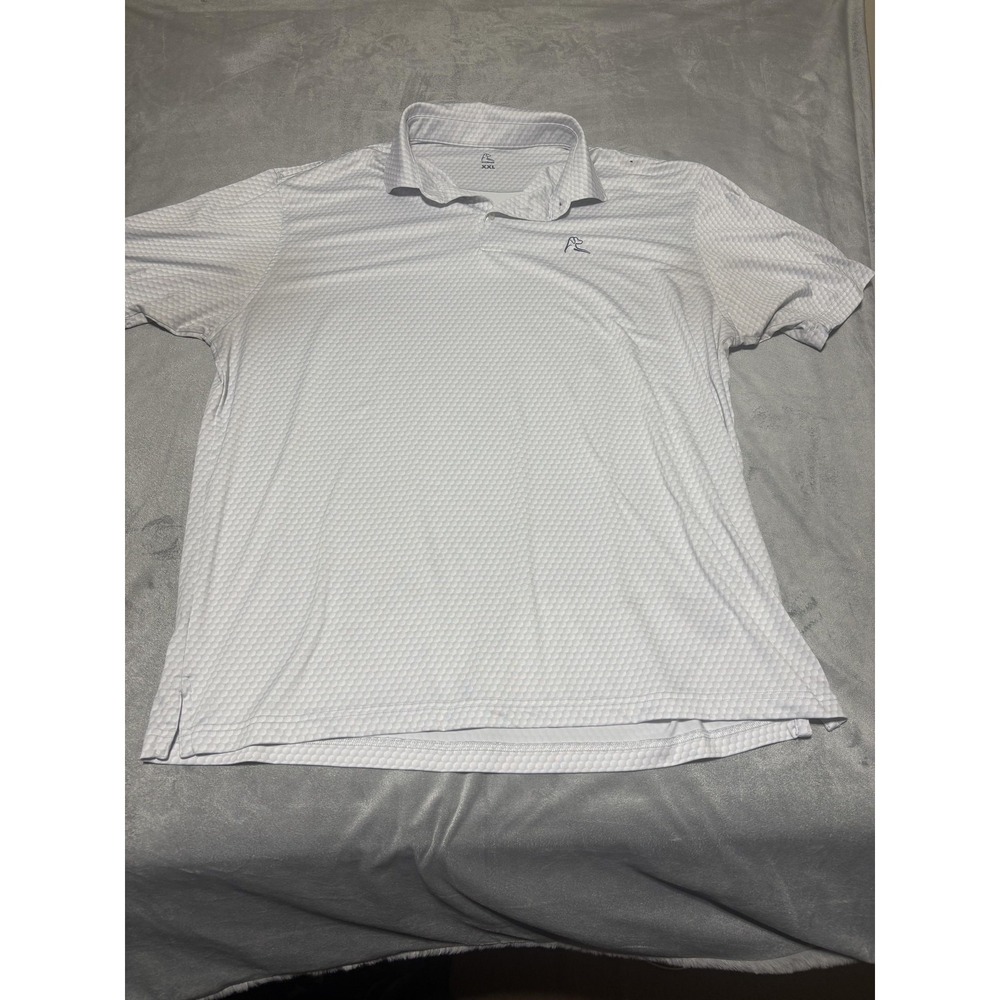 Rhoback Polo Shirt Mens XXL White Geometric Golf Performance Lightweight Stains